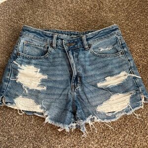 A.E Distressed Blue Denim strigid mom shorts